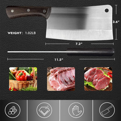 Chinese Meat Cleaver, 7“ Bone Knife, Full Tang Wengewood Handle, Heavy Duty Chopping Knife for Home & Professional Kitchen6