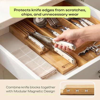 Bamboo In-Drawer Knife Block for 7 Knives (Not Included) – Premium Drawer Knife Organizer Insert, Kitchen Knife Holder for Safe Knife Storage, Compact Kitchen Organization & Drawer Storage8