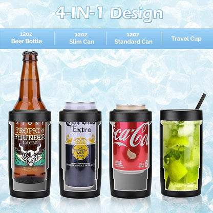 4-In-1 Insulated Can Cooler for 12 Oz Cans & Bottles2
