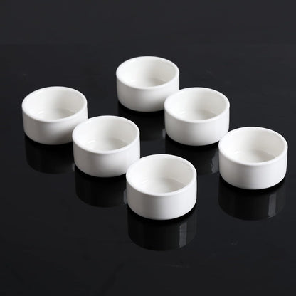 1 Oz Mini Porcelain Ramekins Set of 6 （White） | Set of 6 Mini Ramekins,30Ml,Ideal for Dips,Salsas,And Jams,Oven-Safe,Easy to Clean,Space-Saving Stackable Design,Ceramic6