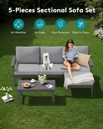 HDPE Outdoor Sectional with Ottoman & Coffee Table3