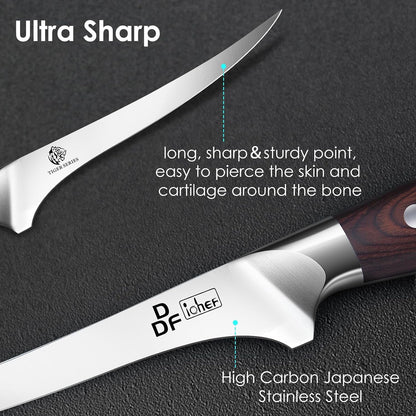 7" Fillet Knife, High-Carbon Stainless Steel Boning Knife, Pakkawood Handle2