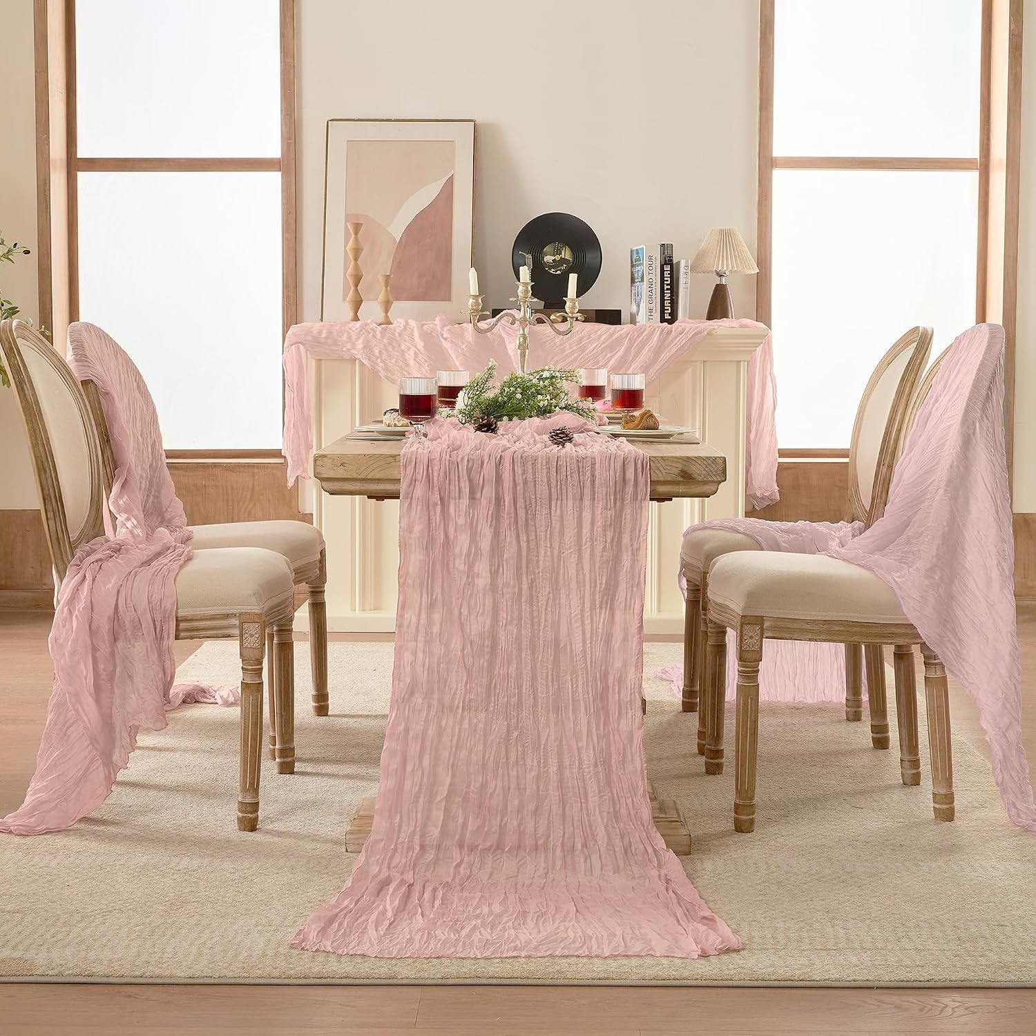 6-pack-dusty-pink-cheesecloth-table-runners-boho-gauze-home-decor