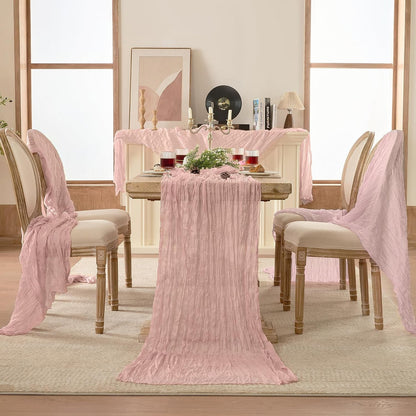 6 Pack Dusty Pink Cheesecloth Table Runners Boho Gauze Home Decor10