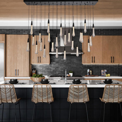 Black Rectangle Raindrop Chandelier with Glass，25-Lights Luxury Farmhouse Large Linear Chandeliers for Dining Room over Table, Brass Pendant Ceiling Light Fixture for Kitchen Island8