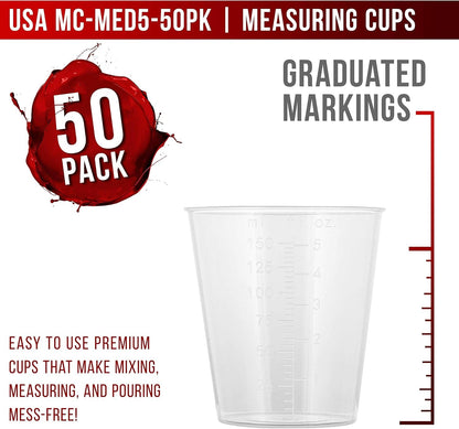5 Oz (150 Ml) Liquid Measuring Cups, 50 Pack with 25 Sticks2