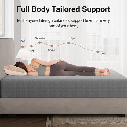Queen Size Mattress, 10 Inch Gel Memory Foam Mattress Queen Size | Thermally Balanced Foam Core, Mattresses for Cool Night Sleep & Pressure Relief, Enhanced Support & Breathability, Grey6