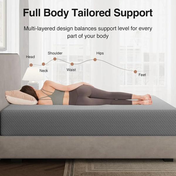 Queen Size Mattress, 10 Inch Gel Memory Foam Mattress Queen Size | Thermally Balanced Foam Core, Mattresses for Cool Night Sleep & Pressure Relief, Enhanced Support & Breathability, Grey6