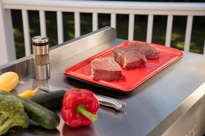 Grilling Prep and Serving Tray, Dishwasher-Safe, 2-Pc Nesting Set | 17-In X 10.5-In Food Tray Set for Prepping and Serving, Shatter-Resistant Melamine Design Fits 6 Burgers, CPK-2008