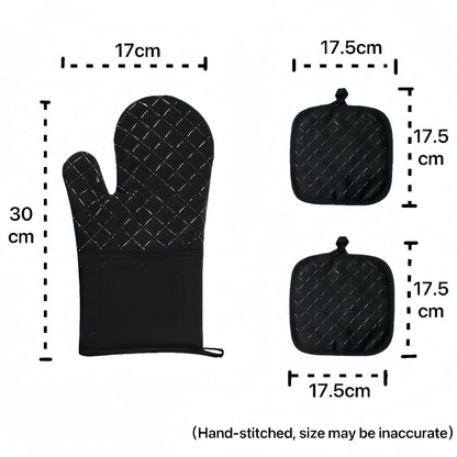 Oven Mitts and Pan Racks 4-Piece Set, Extended Kitchen Oven Mitts and Pan Racks, Heat Resistant 500 °F, Silicone Non-Slip Surface for Baking and Cooking (Black)2