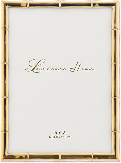 5" W X 7" H Gold Metal Picture Frame with Bamboo Design (712257)1