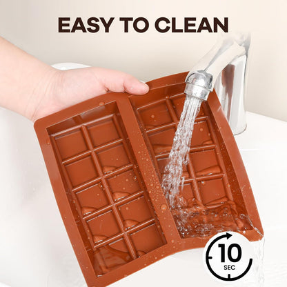 Dubai Chocolate Molds 1 Inch Deep, Silicone Chocolate Bar Mold – Non-Stick, Flexible, Large and Thick Homemade Chocolates, Candies, and Desserts - Set of 16
