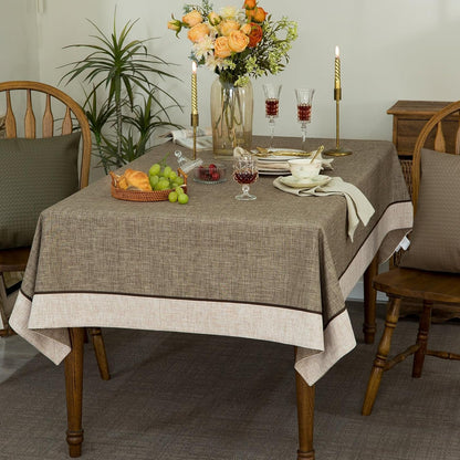 Solid Bordered Retro Tablecloths Classic Textured Table Clothes Linen Style Rustic Washable Tablecloth Rectangle/Oblong Table Cloth Cover,Kitchen Dinning Tabletop Decor,Flax 55X70 Inch7