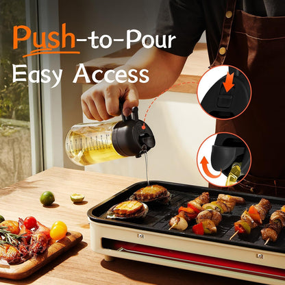 16Oz/470Ml Glass Olive Oil Sprayer for Cooking – 2 in 1 Olive Oil Dispenser Bottle for Kitchen Gadgets and Air Fryer Accessories, Salad, BBQ - Black4