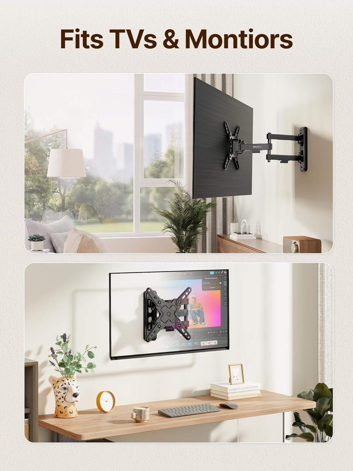 full-motion-small-tv-wall-mount-for-13-43-inch-tvs-up-to-44-lb-90-swivel-5-15-tilt-landscape-portrait-rotation-extends-14-6-in-4x-load-tested-vesa-200x200-mm-single-stud-mount