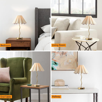 Pleated Table Lamp, Table Lamp for Bedroom, Bedside Lamps for Nightstand with Linen Lampshade, Modern Lamp for Bedroom Home Office Decor5