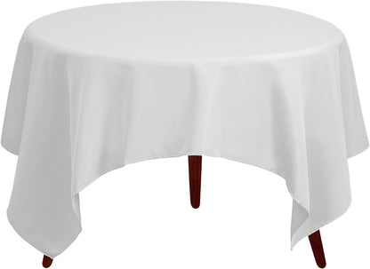 Square Tablecloth - 70 X 70 Inch White Table Cloth for Medium Square or round Tables - Heavy Duty Washable Fabric - for Buffet Table, Holiday Party, Dinner, Wedding & Baby Shower2