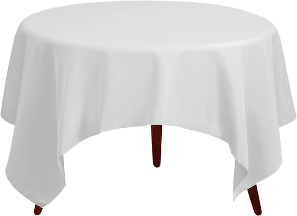 Square Tablecloth - 70 X 70 Inch White Table Cloth for Medium Square or round Tables - Heavy Duty Washable Fabric - for Buffet Table, Holiday Party, Dinner, Wedding & Baby Shower2