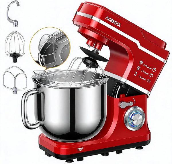 Powerful 660W Stand Mixer – 7.5 Quart Tilt-Head Kitchen Appliance with 10 Speed Settings – Stainless Steel Bowl & Attachments (Dough Hook, Whisk, Beater, Splash Guard), Compact Food Mixer1