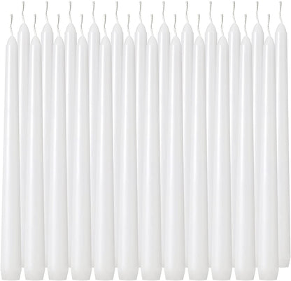 24 Pack Tall White Taper Candles, 10 Inch (H) Dripless, Unscented Dinner Candle, Smokeless Taper Candles, Paraffin Wax with Cotton Wicks, 8 Hours Burn Time1