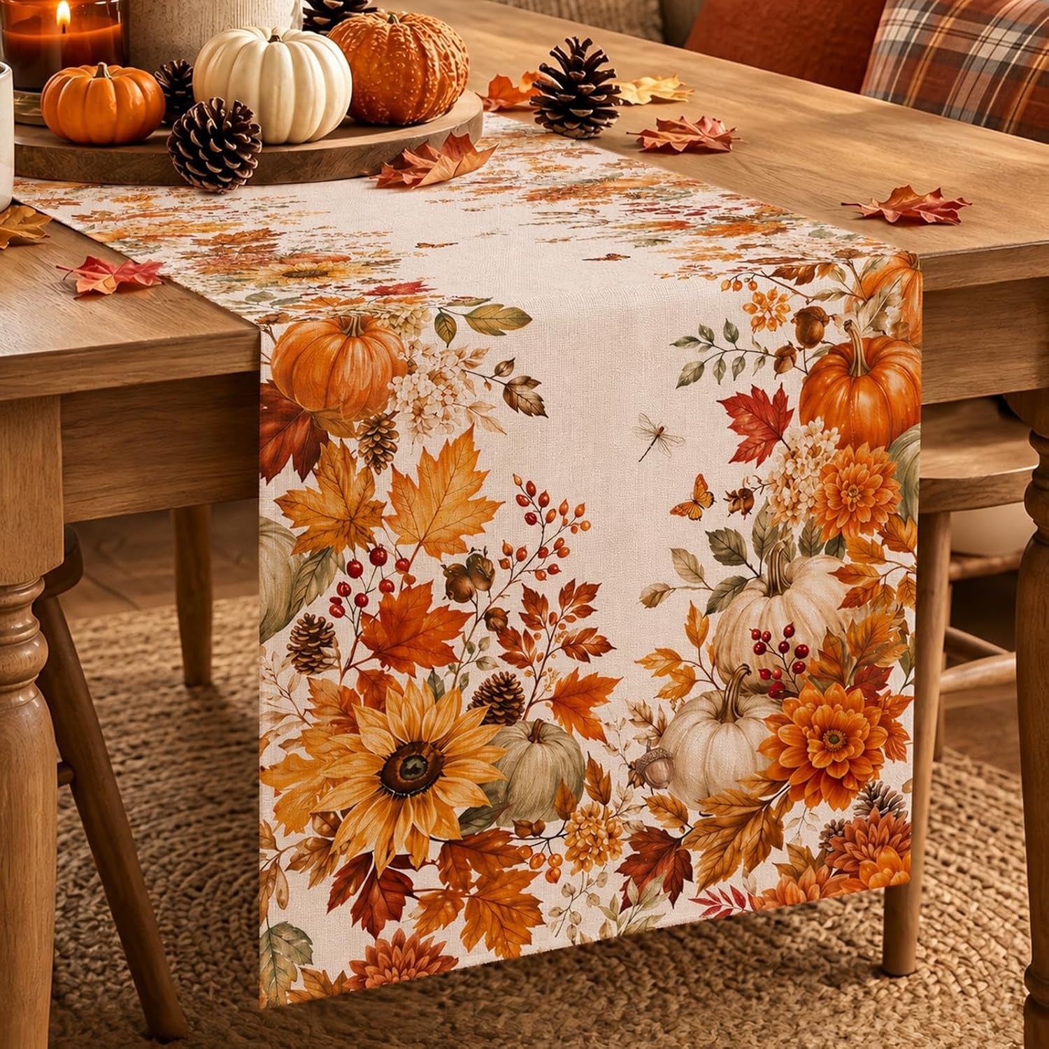 fall-table-runner-13-108-in-with-fall-decor-pumpkin-sunflower-leaf