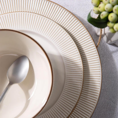 Ceramic Dinnerware Sets,12 Pcs Embossed Elegant Stoneware Plates and Bowls Sets, Housewarming Wedding Gift | Dishwasher & Microwave Safe | Dishes Set Service for 49