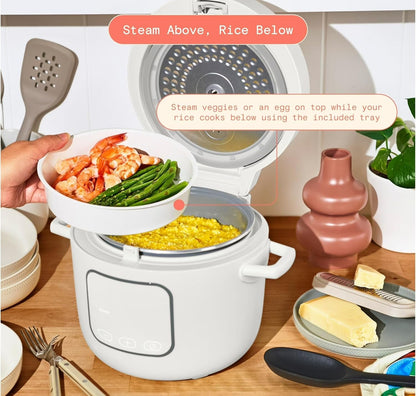 14-Cup Electric Rice Cooker with Automatic Keep Warm and Removable Nonstick Pot for Home Cooking (White)5