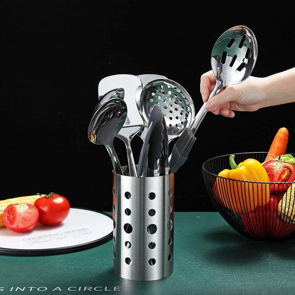 Stainless Steel Cooking Utensils Set,  13 Pieces Kitchen Utensils Set, Kitchen Tools Set with Utensil Holder Non-Stick and Heat Resistant,Dishwasher Safe, Easy to Clean (13 Packs)3