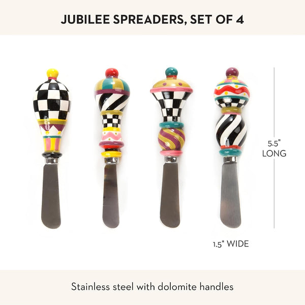 MACKENZIE-CHILDS Jubilee Canapé Knife Set | Hand-Applied Design, Made from Stainless Steel with a Dolomite Handle, Charcuterie Knives, 1.5" W X 5.5" L (Each), Set of 44