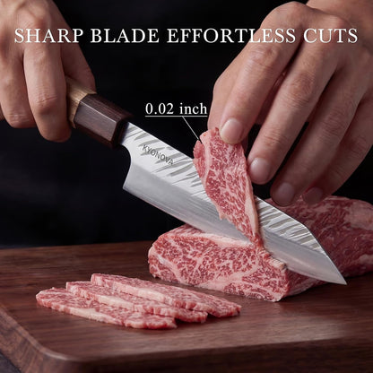 7 Inch Santoku Knife, 9-Layer VG10 High Carbon Steel Multipurpose Japanese Kitchen Knife, Sharp Steak Knife & Brisket Knife with Rosewood Handle for Cutting Meat for Home & Restaurant6