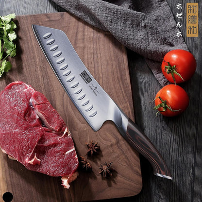 Ultra Sharp Japanese High Carbon Steel Vegetable Meat Cleaver & High Carbon Stainless Steel Kitchen Knife & Professional Japanese Fish Knife for Meat Poultry Cutting8