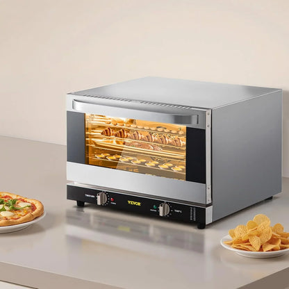 Commercial Convection Oven, 47L/43Qt, Half-Size Conventional Oven Countertop, 1600W 4-Tier Toaster W/Front Glass Door, Electric Baking Oven W/Trays Wire Racks Clip Gloves, 120V | for Restaurant Bakery, 1600W 4-Tier Countertop Electric Toaster, with Front Glass Door, Trays, Wire Racks, Clip Gloves, 120V8