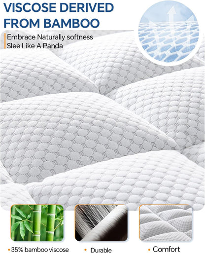 Dual Layer 4 Inch King Size Memory Foam Mattress Topper | 2 Inch Soft Pillow Top Mattress Pad Cover and 2 Inch Gel Memory Foam for Pressure Relief, 2-In-1 Design for Comfort & Support2