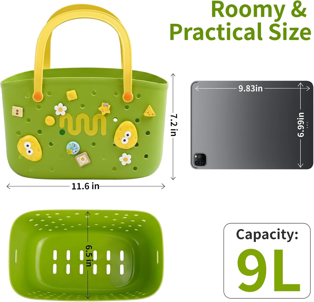 bathtub-toy-storage-bath-toy-basket-with-hooks-handles-quick-drain-green