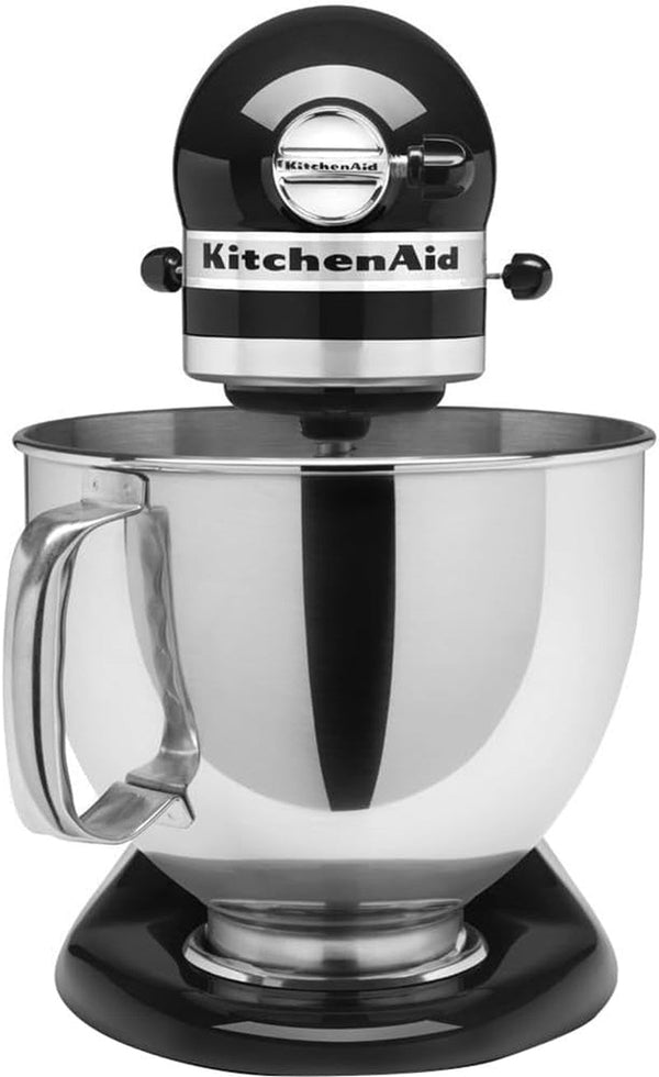 Kitchenaid Artisan Series 5 Quart Tilt Head Stand Mixer with Pouring Shield KSM150PS, Onyx Black Bundle with Deco Essentials Exclusive CPS 1 Year Extended Protection Pack3