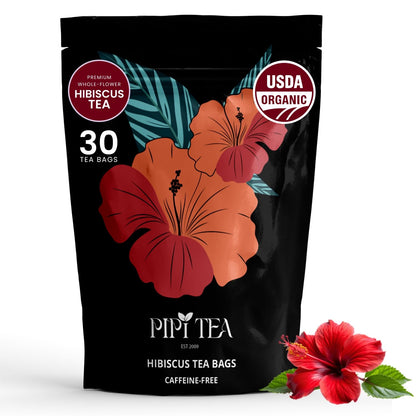 Organic Hibiscus Tea Bags – Caffeine Free Herbal Tea Rich in Antioxidants, Non-Gmo & Vegan, Sourced from Premium Hibiscus Flowers for Daily Wellness & Heart Health Support, 60G1