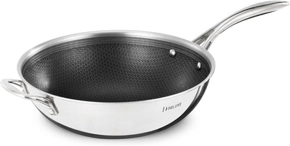 12" Hybrid Ceramic Nonstick Wok for Home Daily Cooking | Scratch-Resistant,Stay-Cool Handle,Dishwasher Oven Safe, Induction Ready, PFOA Free Compatible with All Cooktops1