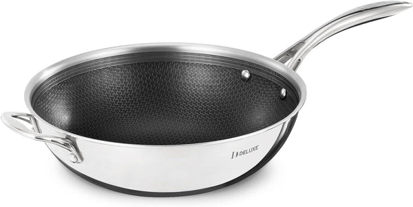 12" Hybrid Ceramic Nonstick Wok for Home Daily Cooking | Scratch-Resistant,Stay-Cool Handle,Dishwasher Oven Safe, Induction Ready, PFOA Free Compatible with All Cooktops1