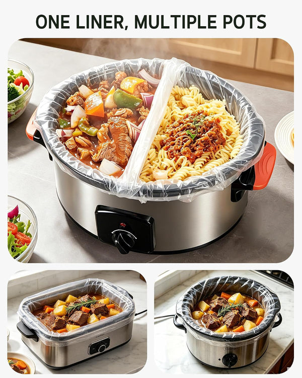 30 Pcs Slow Cooker Liner, Small Size 10.5"X17.5" Fit 1-3 Quart Pots | Bpa-Free, Thick Nylon Blend, Withstand Heat up to 400°F, Leak-Proof, Disposable Liners, for round and Oval Slow Cookers8