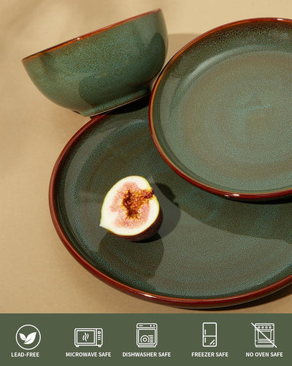 Ceramic Dinnerware Sets for 4, 12Pcs Plates and Bowls Sets Dish Set3