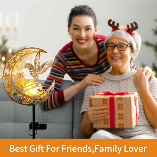 Solar Hummingbird Garden Gifts for Mom/Grandma/Women,Lights Outdoor Decor - Moon & Bird Solagardenlights Waterproof, Auto On/Off Pathway Lighting for Yard/Lawn/Patio,Thanksgiving Day7