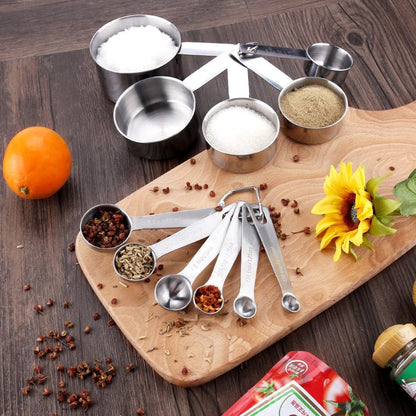 11 Piece Stainless Steel Measuring Spoons Cups Set, Premium Stackable Tablespoons Measuring Set for Gift Dry Liquid Ingredients Cooking Baking4