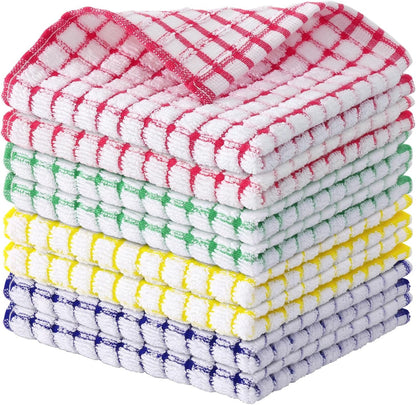 Cotton 8 Pack Terry Kitchen Dish Cloths, Mixed Color | 12 X 12 Inches Super Soft and Absorbent Dish Rags, Quick Drying Dish Towels for Washing Dishes1