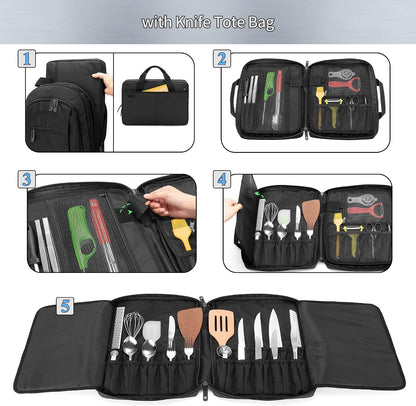 Three-Layer Chef Backpack with Knife Bag, 12 + 23 Slots, Bag Only2