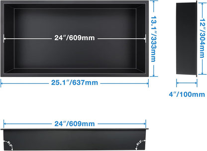 Stainless Steel Shower Niche Matte Black 24"X12" No Tile Needed7