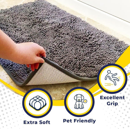 ® | Super Water Absorbent Door Mat Indoor, Microfiber Quick Dry Chenille Entryway Rug, Slip Resistant Front Door Mat, Indoor Mats for Entryway, Machine Washable Pet Rug, Grey 24"X36"2