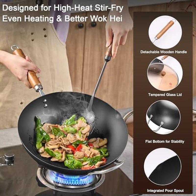 carbon-steel-13-4-woks-with-traditional-iron-spatula