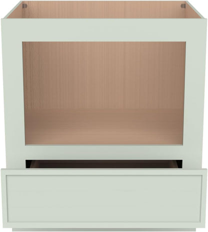 Solid Wood RTA 30" Microwave Base Cabinet,Kitchen Oven Cabinet - with 1 Full Overlay Drawer (Frame Dimension: 24''W*16''H) (Jade Green, 30" Width X 24" Depth X 34 1/2" Height)5