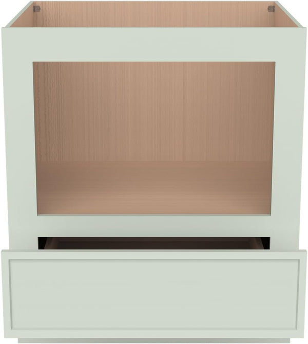 Solid Wood RTA 30" Microwave Base Cabinet,Kitchen Oven Cabinet - with 1 Full Overlay Drawer (Frame Dimension: 24''W*16''H) (Jade Green, 30" Width X 24" Depth X 34 1/2" Height)5