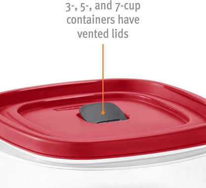 Rubbermaid Easy Find Lid Square 5-Cup Food Storage Container (Pack of 3), Red (Vented)4